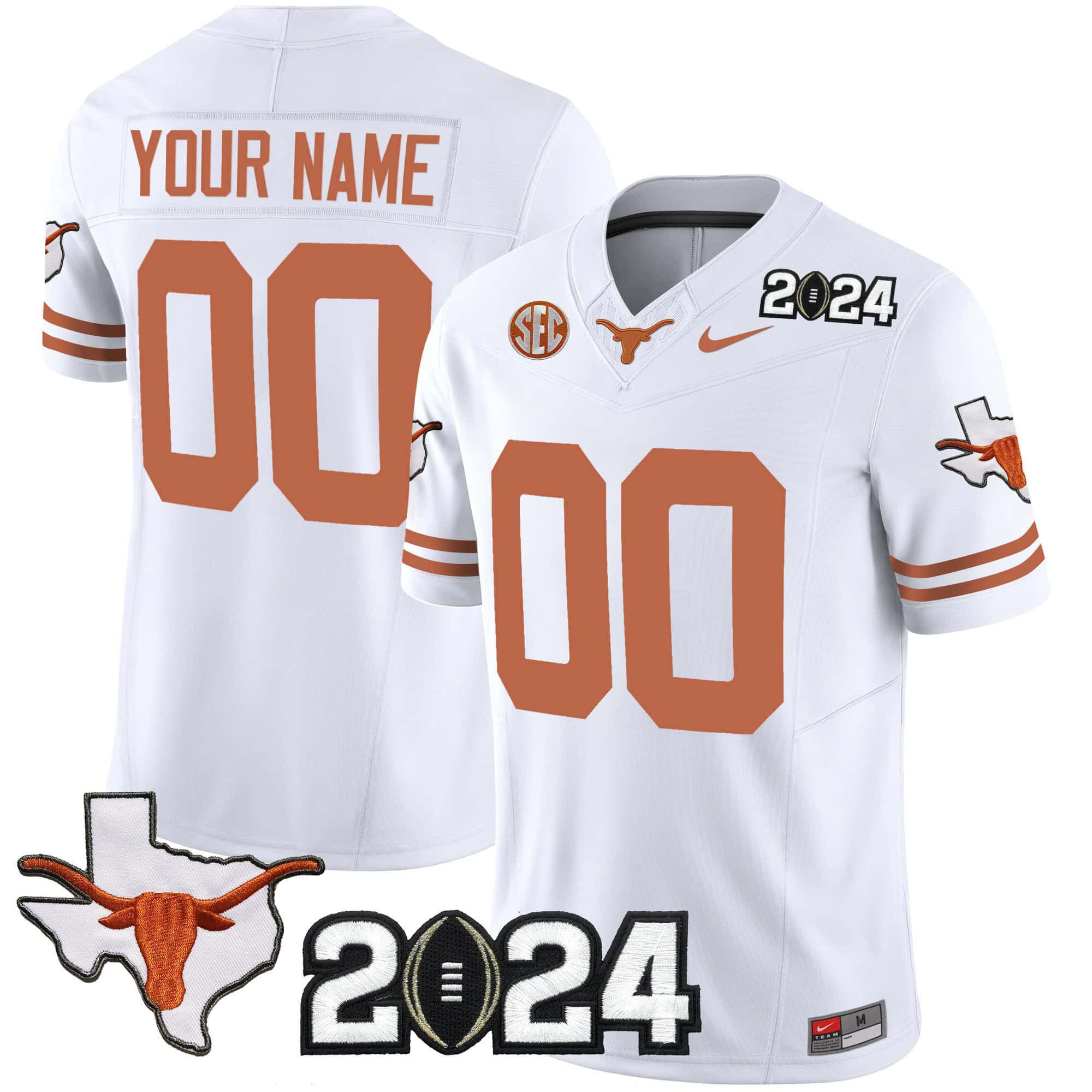 Men Texas Longhorns White 2024 Nike Vapor Limited Custom NCAA Jersey->customized nfl jersey->Custom Jersey